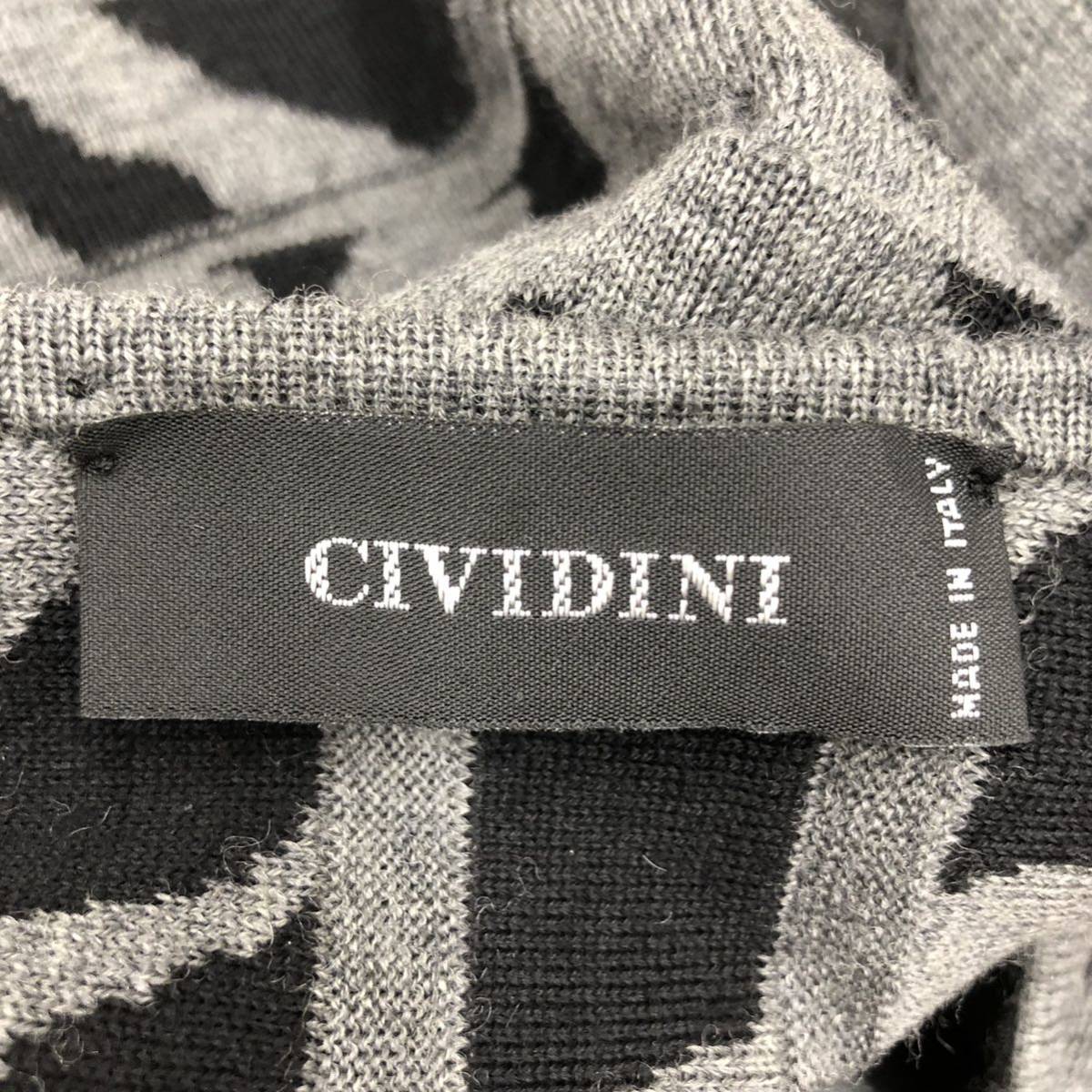 CIVIDINI チヴィディーニ イタリア製 ニットフレアスカート ゼブラ柄 ひざ丈 品質タグ無しの画像5