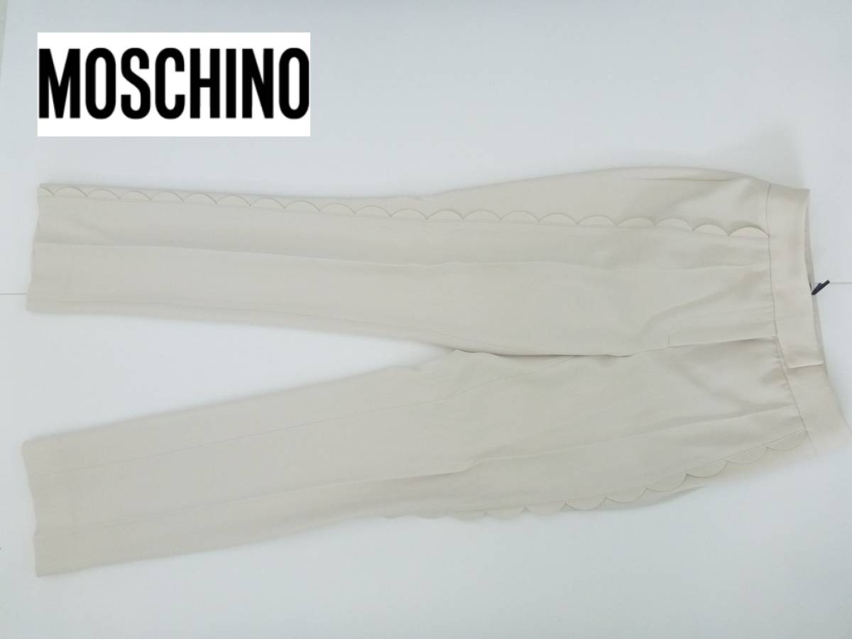 流行に 新品未使用 ☆アイボリー パンツ 38 S相当 モスキーノ MOSCHINO