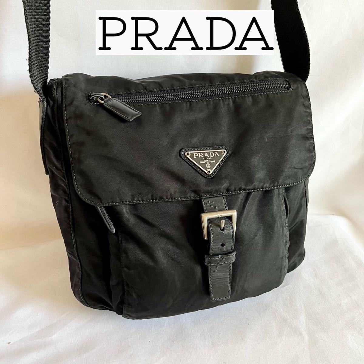 大人気】PRADA プラダ ショルダーバッグ ナイロン ブラック 白タグ有