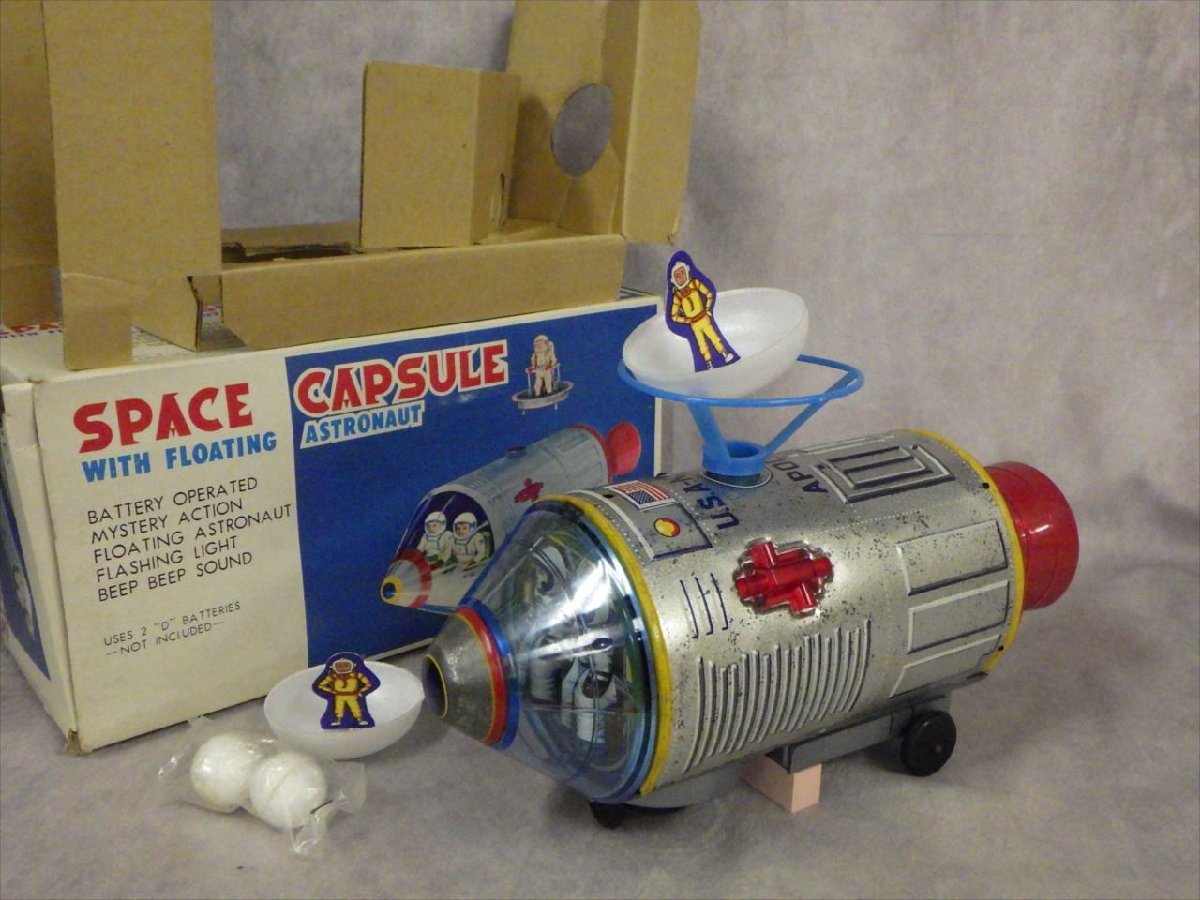 絶対一番安い 当時物 玩具店倉庫品 △84 デッド 未使用 マスダヤ 宇宙船 SF 動作品 バッテリー 日本製 ブリキ 遊泳 飛行士 宇宙 スペースカプセル 増田屋 ロボット