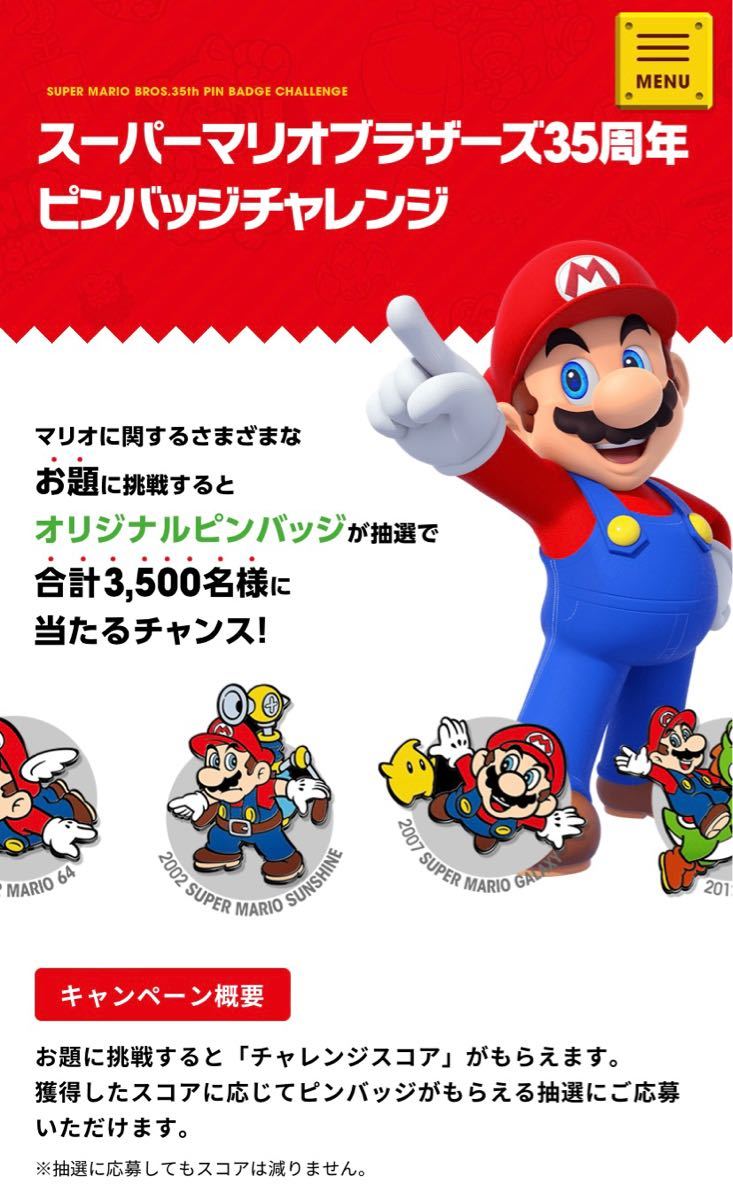 【限定品】スーパーマリオブラザーズ３５周年 オリジナルピンバッジフルセット