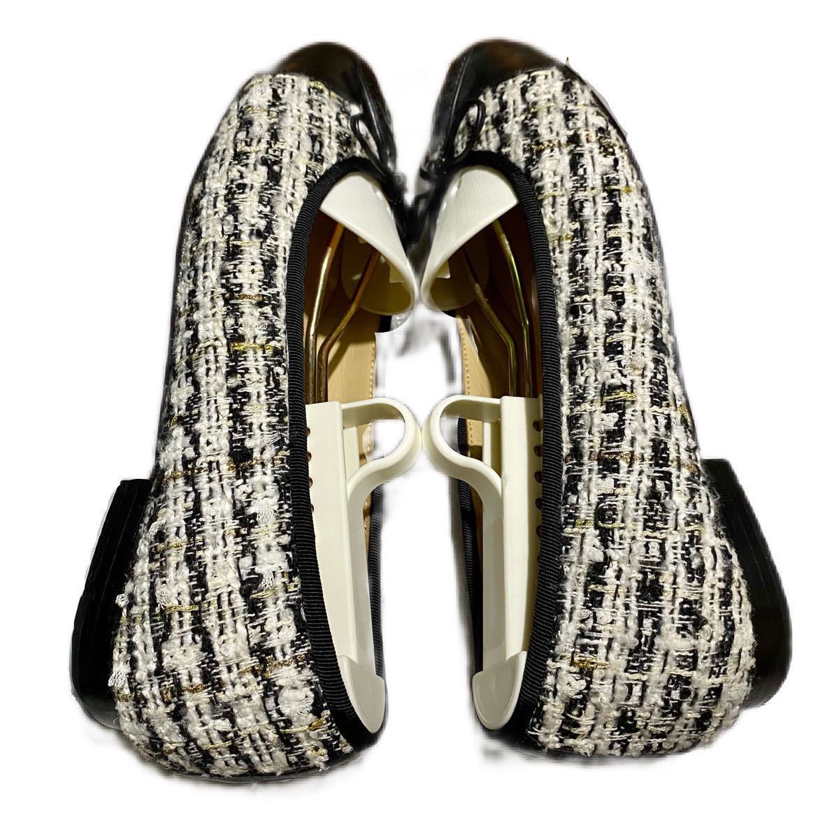 美品 CHANEL シャネル バレリーナ ツイード ココマーク 36 23cmレディース 靴 バレエシューズ フラットシューズ パンプス