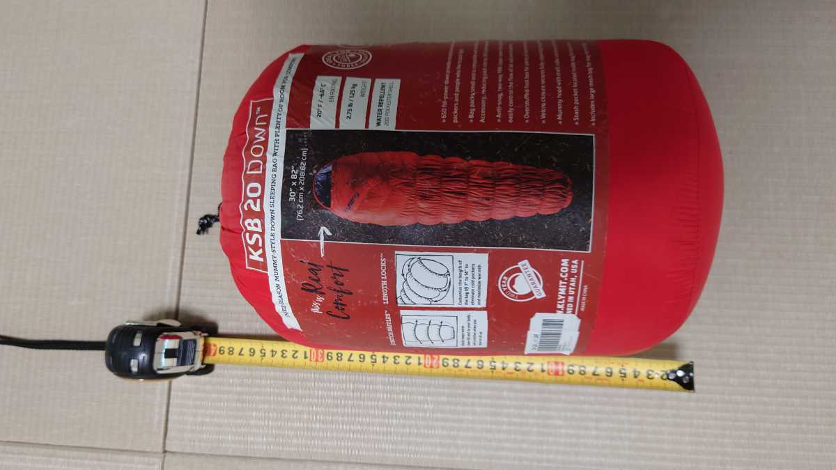 【美品】寝袋シュラフKLYMIT(クライミット)ダウンスリーピングバッグ 最低使用温度 -6.6度 レッド KSB20