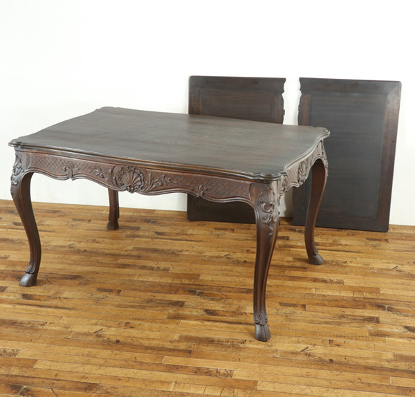 フランスアンティーク　珍しい拡張方式　ドローリーフテーブル　細やかで美しい彫刻　ダイニングテーブル　アンティークフレックス　70156
