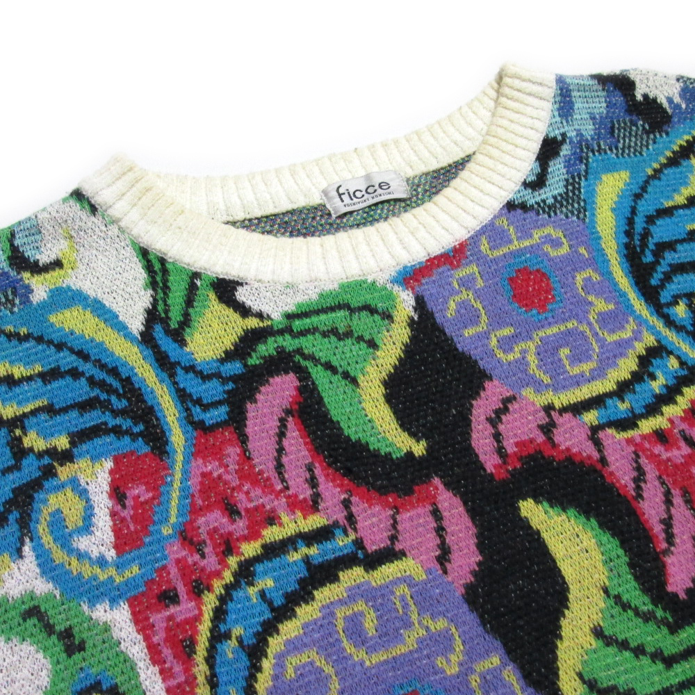 Vintage ficce YOSHIYUKI KONISHI Vintage Fitch . Yoshiyuki Konishi rhinoceros ketelik cotton knitted sweater 134613-q