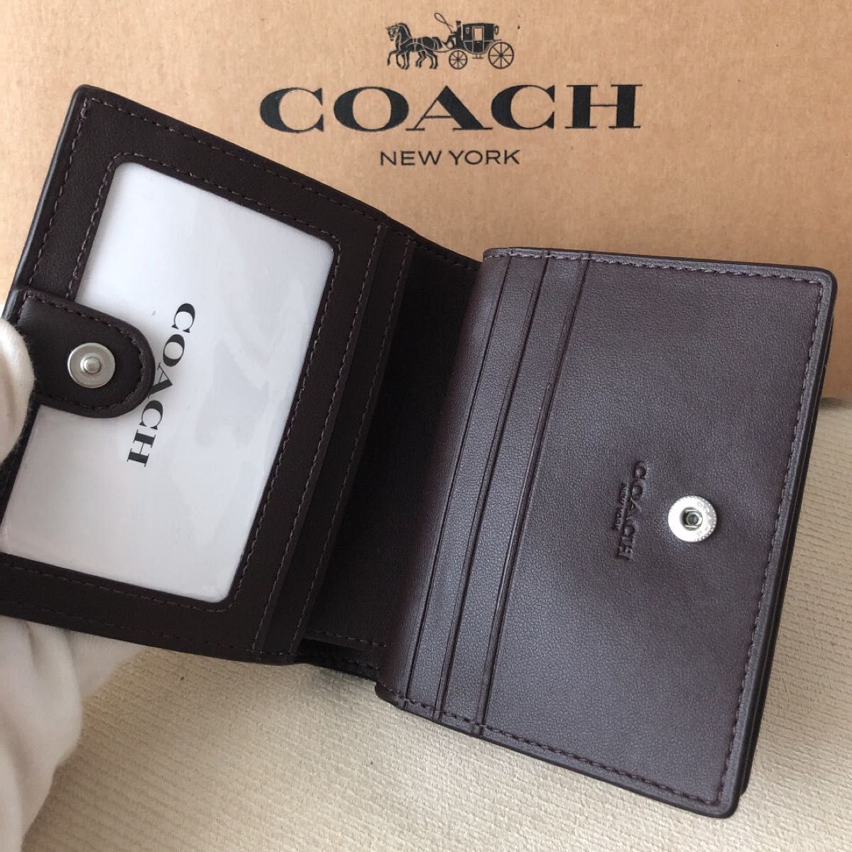 新品 COACH コーチ 定価39,600円 二つ折り財布 スナップ ウォレット グレー