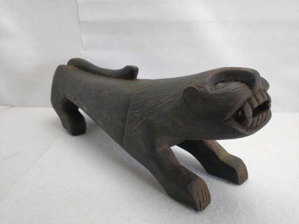 木製 トラの置物 40ｃｍ 虎 インテリア オブジェ 彫刻 中国古美術(22_50506_7)