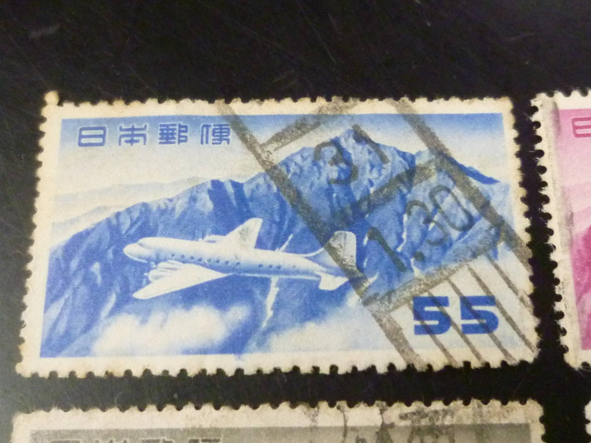 23 P 管F 日本切手航空1952年円単位立山空29-32の内計4種ローラー印