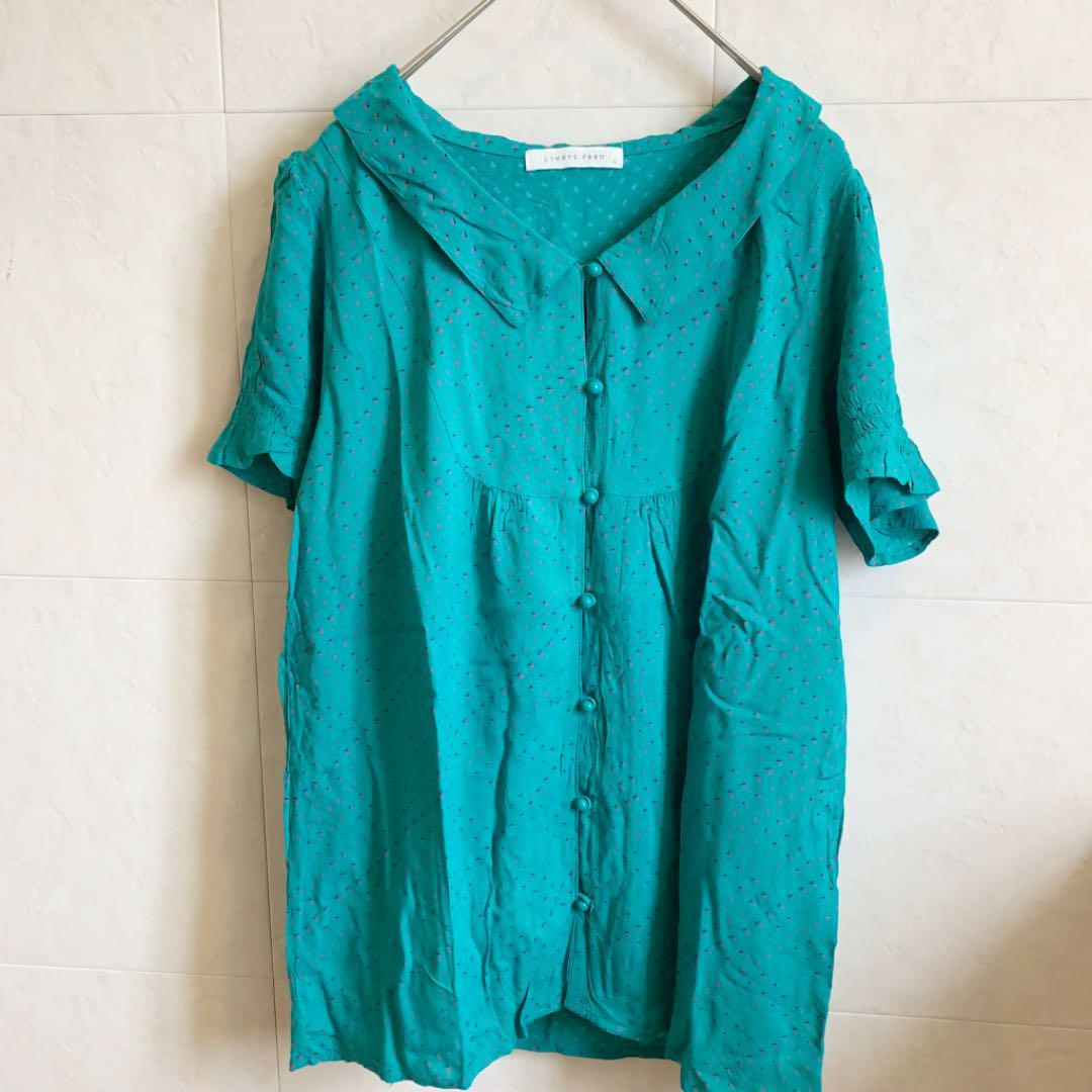 lowrys farm зеленый общий рисунок блуза короткий рукав 1382