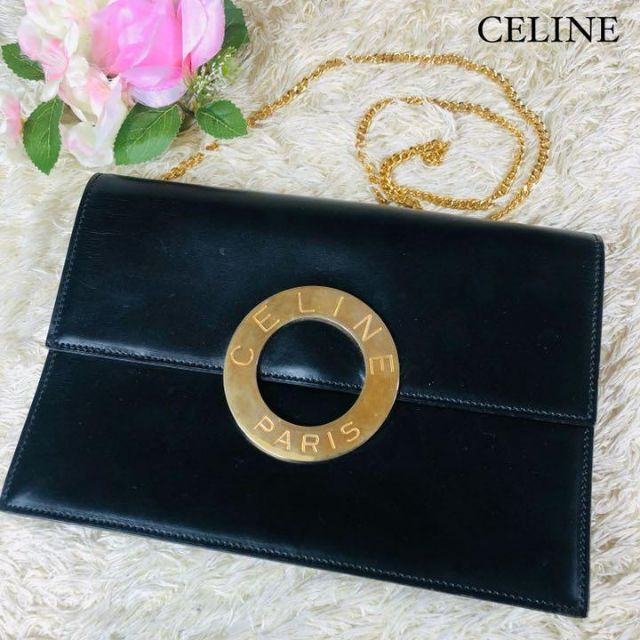 美品】CELINE セリーヌ サークルロゴ リング 金具 ショルダーバッグ