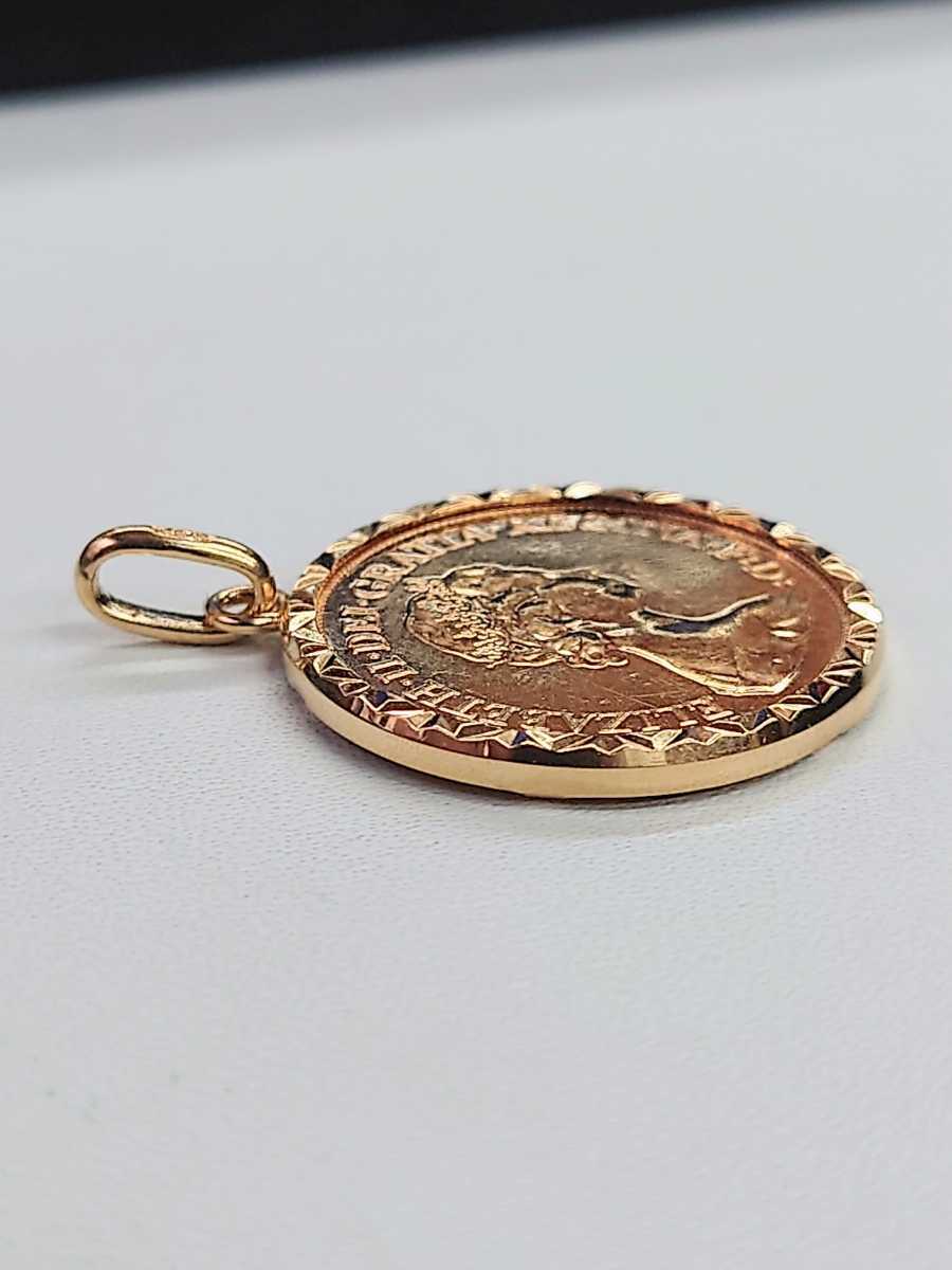 sovu Lynn золотая монета (1 фунт ) подвеска с цепью k22 k18 рамка-оправа Elizabeth женщина .1982 год 