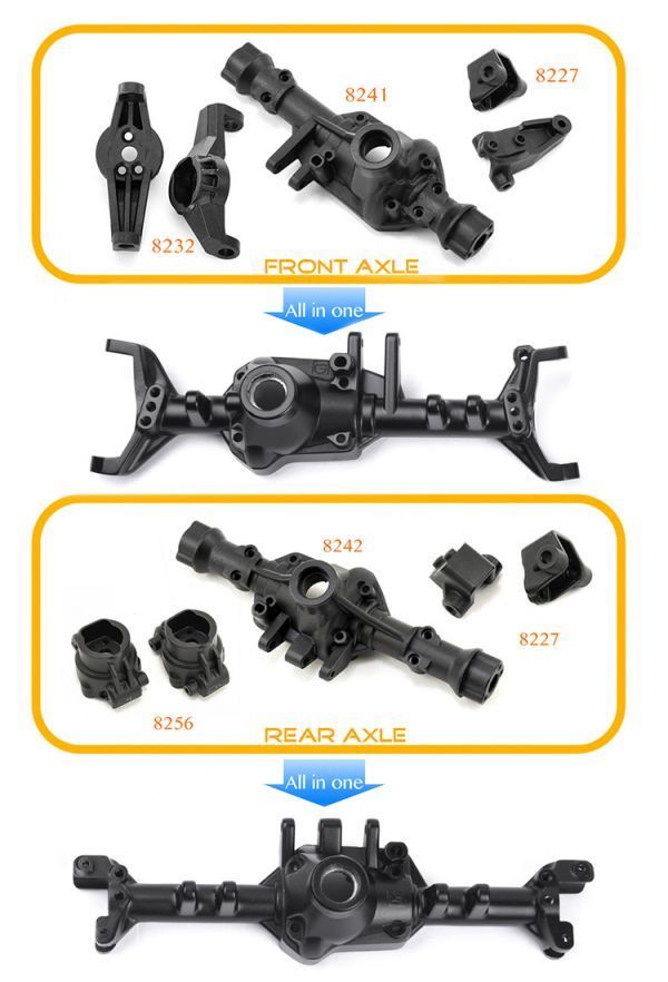 GRC производства GAX0121BFB литье G2 AXLE полный axle марка машины другой согласовано (Model# 82056-4)TRX-4 серии ( передний и задний в комплекте ) чёрный 