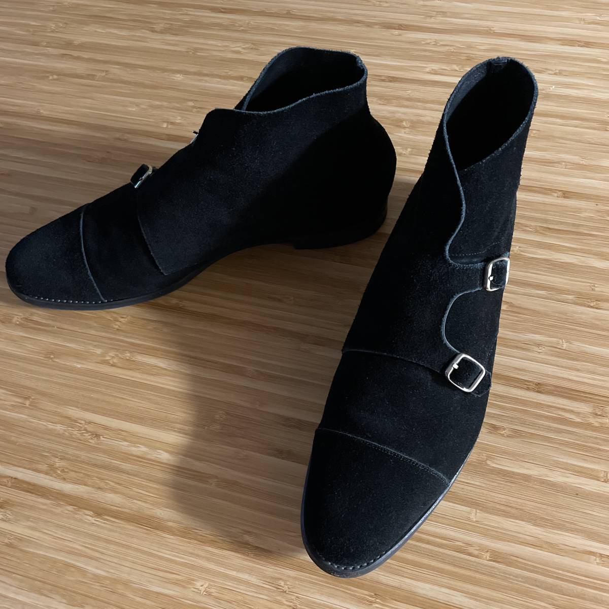 注目の BARNEYS NEWYORK size/9h バーニーズニューヨーク ダブルモンクストラップブーツ 革靴 レザーシューズ グッドイヤーウェルテッド ブラック 28.0cm