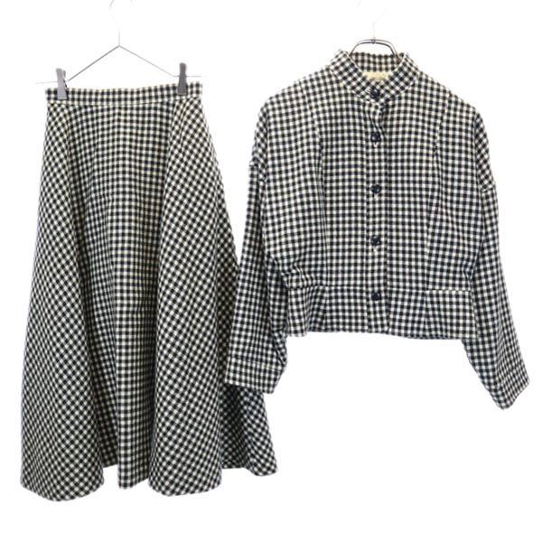 ミスクロエ 日本製 チェック柄 スーツ 上下 セットアップ 40 黒×白