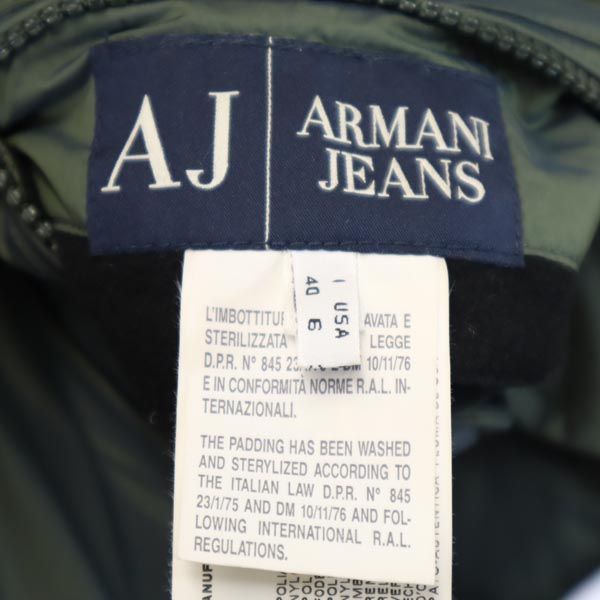 アルマーニジーンズ リバーシブル ロゴ 中綿ジャケット USA 6 カーキグリーン ARMANI JEANS レディース 221128_画像10