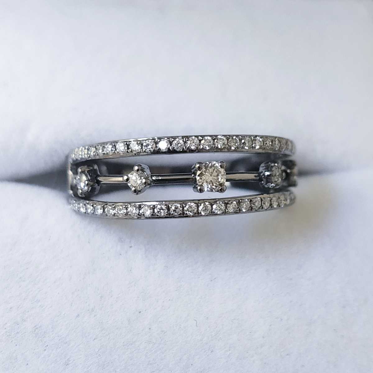 ダイヤモンド ブラックコーティング リング K18WG 0.36ct 3.9g