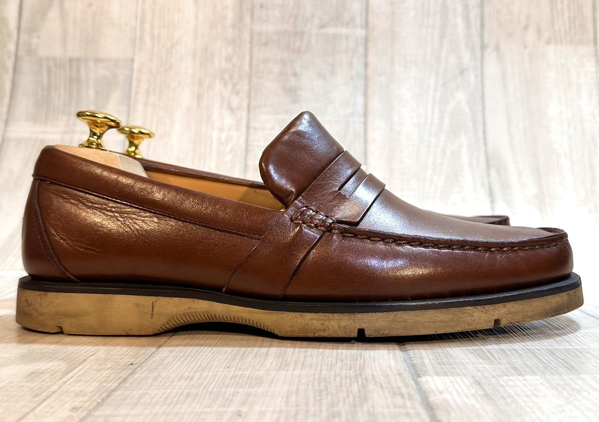 Salvatore Ferragamo フェラガモ 25cm 7 EE コインローファー 革靴 本革 カジュアル ビジネスシューズ ドレスシューズ ITALY製 茶 メンズ
