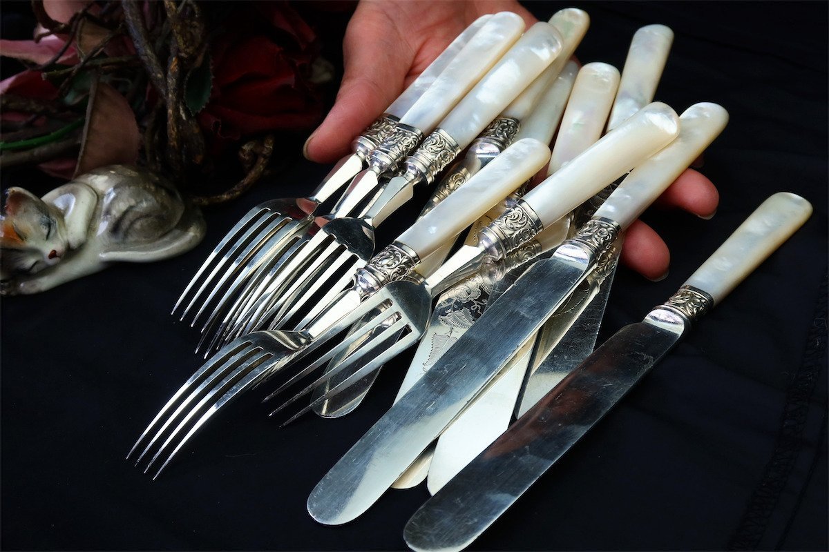 白蝶貝 1880年 SILVER 英国骨董アンティーク 純銀P. EP 真珠 シルバー 白蝶貝 1880年 SILVER 英国骨董アンティーク 純銀P. EP 真珠 シルバー