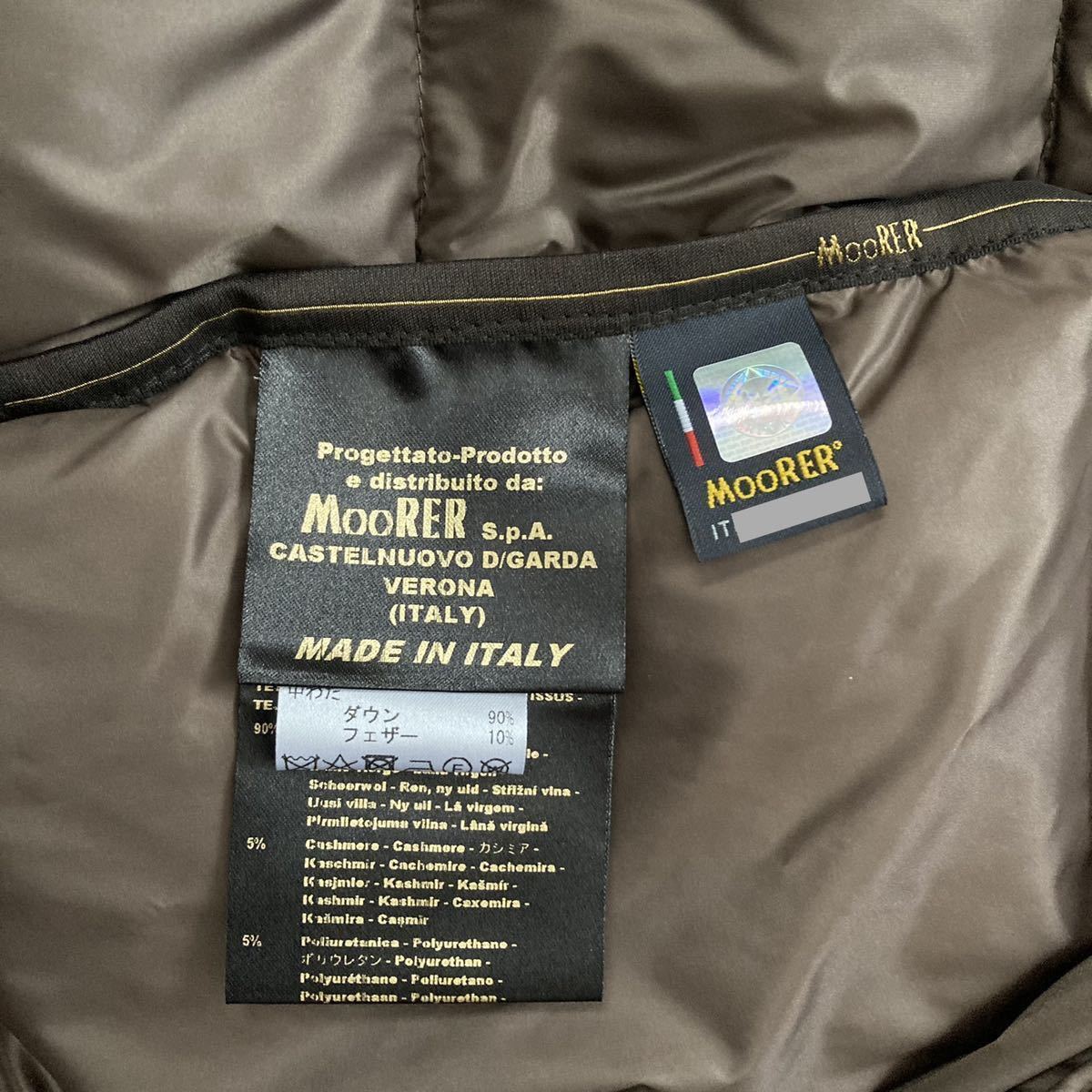 【新品】MOORER ムーレー 極上 ウール カシミヤ ナイロン フード付き ダウンジャケット ブラウン 54 イタリア製 GHETTI-LL