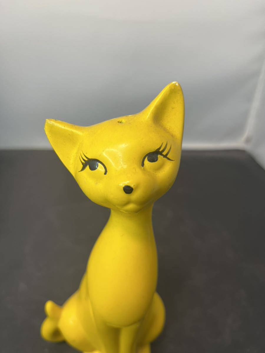  кошка CAT желтый цвет желтый керамика .. inserting контейнер для приправы JAPAN Showa Retro 
