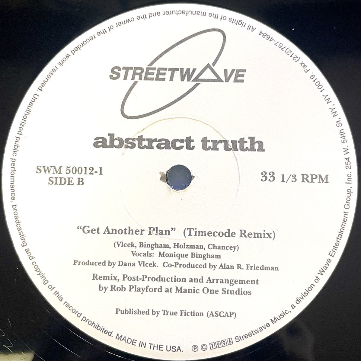 【DRUM N BASS】Abstract Truth - Get Another Plan (The Drum N' Bass Rmx) / Streetwave MusicSWM 50012-1 / VINYL 12 / US / flytronix_画像3