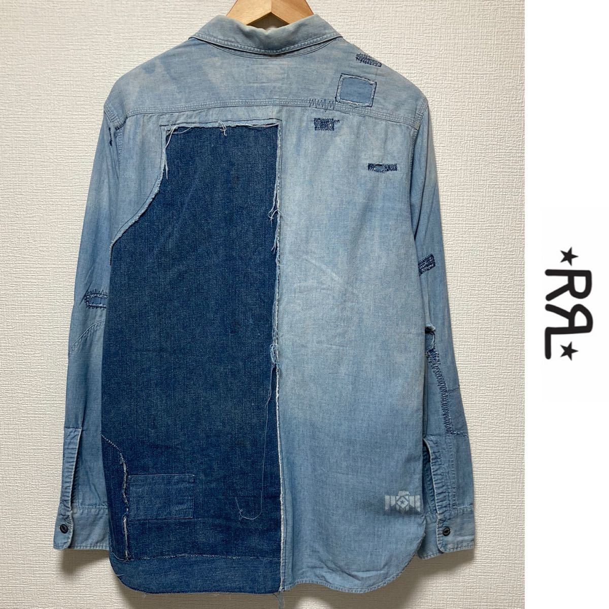 RRL デニムシャツ ダブルアールエル リペア加工 ステンシル