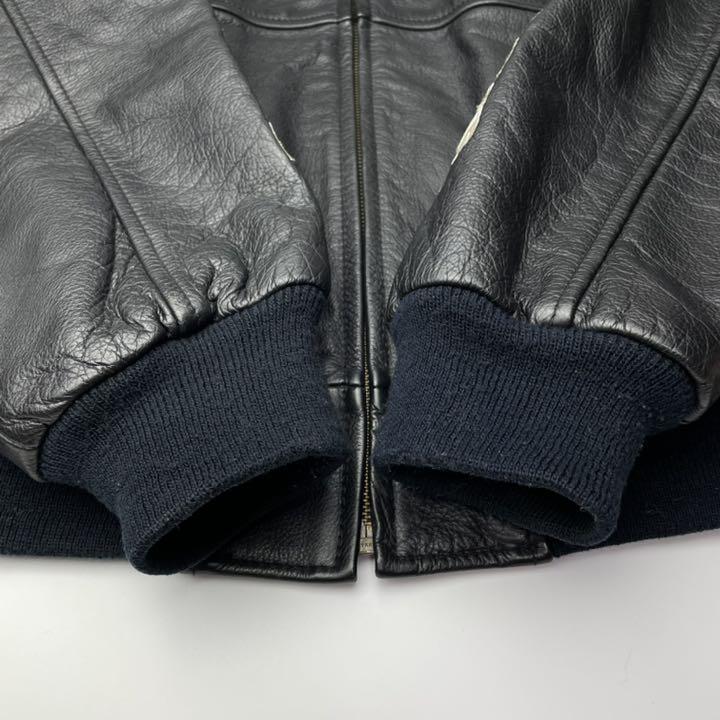 柔らかな質感の 【希少】LUCKY STRIKE レザージャケット 黒 L フルデコ