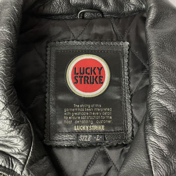 柔らかな質感の 【希少】LUCKY STRIKE レザージャケット 黒 L フルデコ