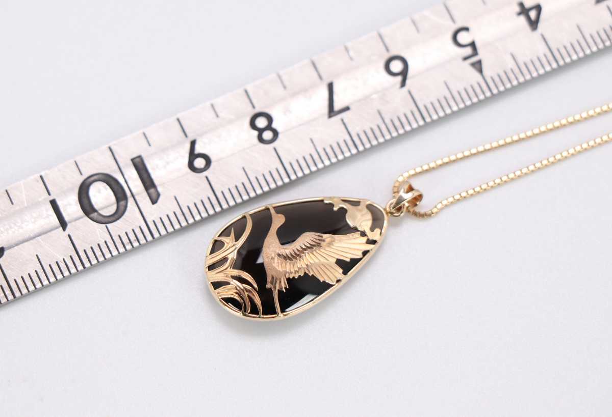 CBK51 彫金鶴デザインペンダントトップ オーバル 14K カラー CBK51 彫金鶴デザインペンダントトップ オーバル 14K カラー