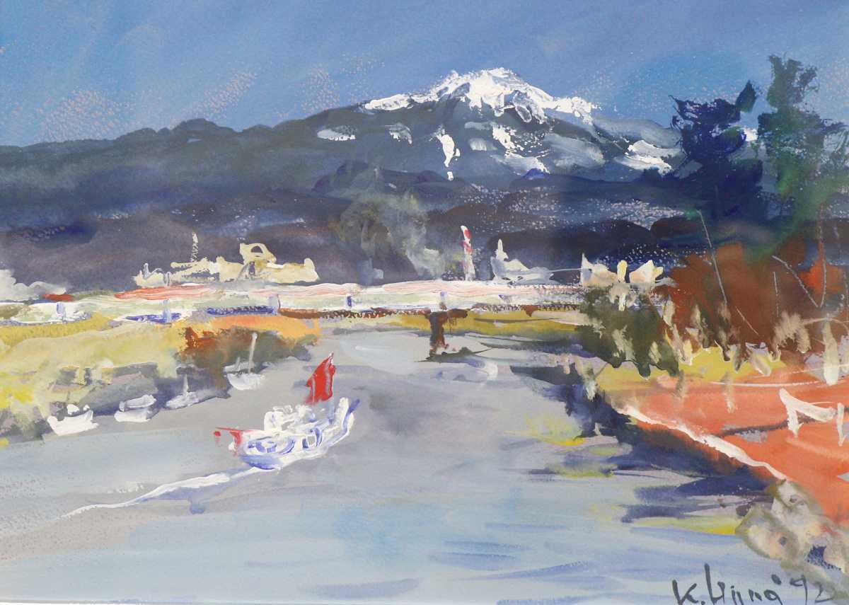 CBK42 端名清作「安宅の白山」額装 油彩画51cm×41 8cm 風景画 CBK42 端名清作「安宅の白山」額装 油彩画51cm×41 8cm 風景画