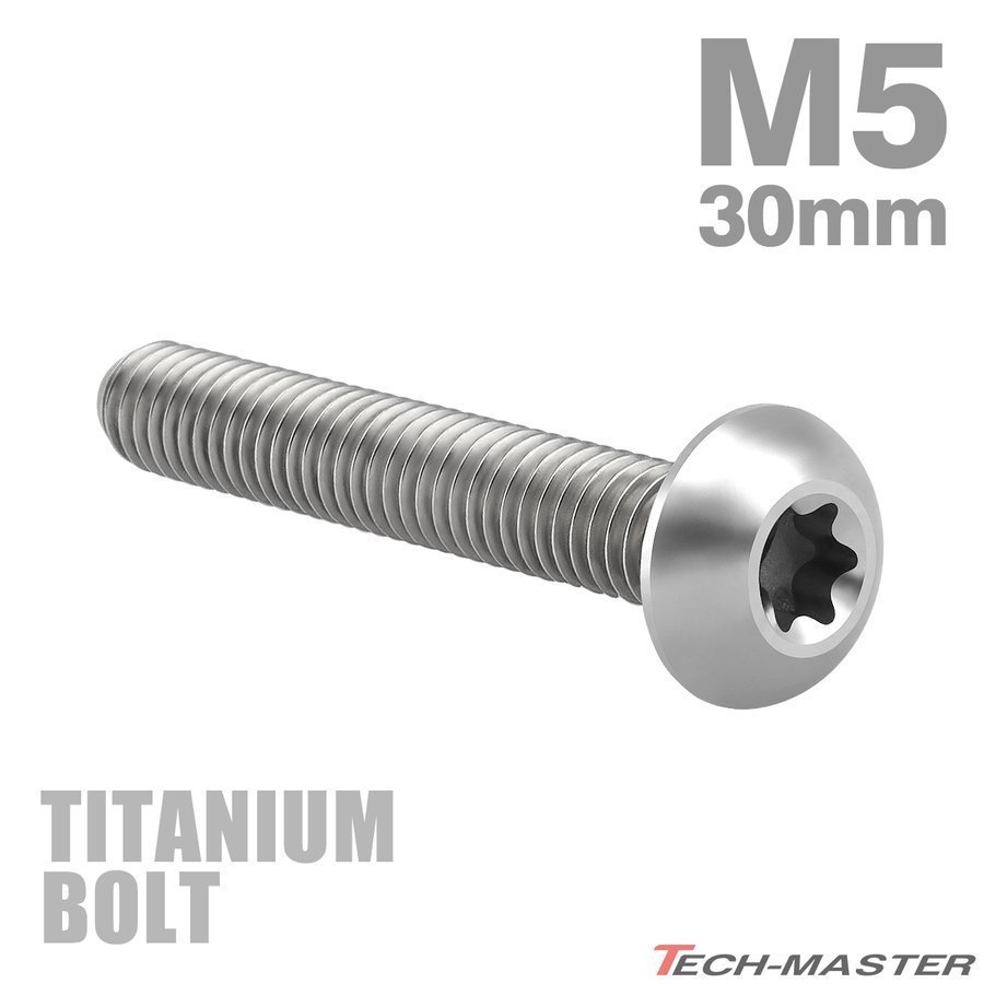 M5×30mm P1.0 64チタン合金 トラスヘッド トルクス穴付き ボタンボルト シルバーカラー 車/バイク/自転車 1個 JA939_画像1