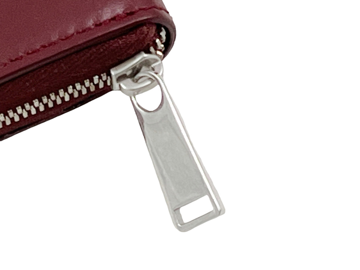 J091.. BOTTEGA VENETA ボッテガ ヴェネタ 長財布 ラウンドジップ ウォレット カーフ イタリア製 ★ 6337 BORDEAUX_画像4