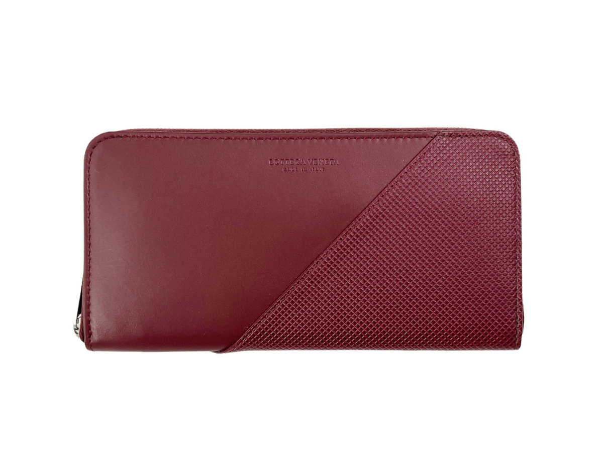 J091.. BOTTEGA VENETA ボッテガ ヴェネタ 長財布 ラウンドジップ ウォレット カーフ イタリア製 ★ 6337 BORDEAUX_画像2