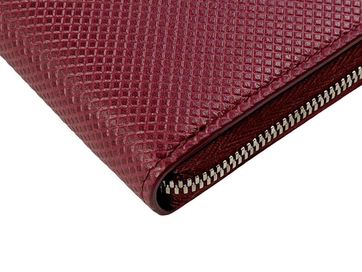 J091.. BOTTEGA VENETA ボッテガ ヴェネタ 長財布 ラウンドジップ ウォレット カーフ イタリア製 ★ 6337 BORDEAUX_画像5