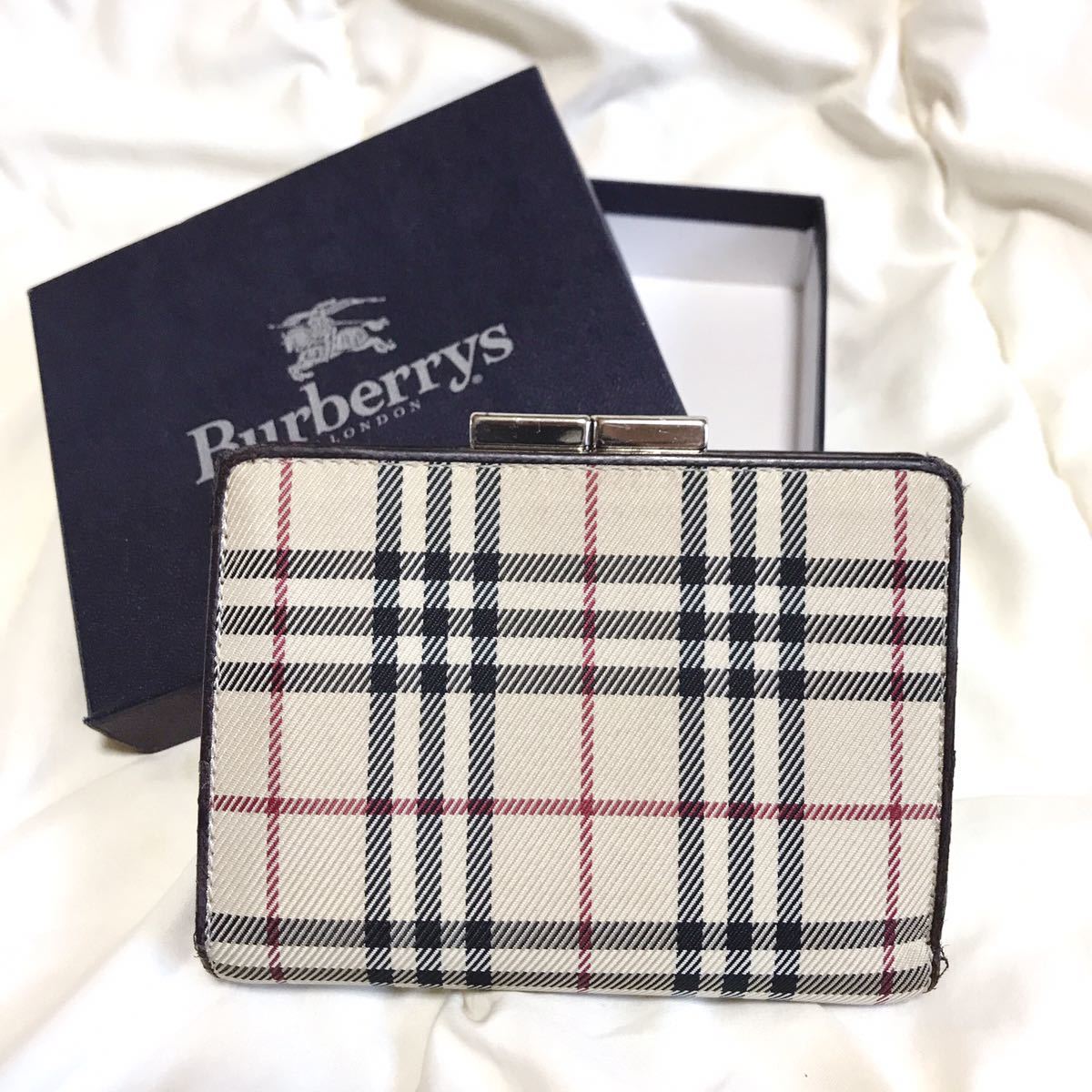 BURBERRY バーバリー がま口 二つ折り 財布 ノバチェック 箱付き
