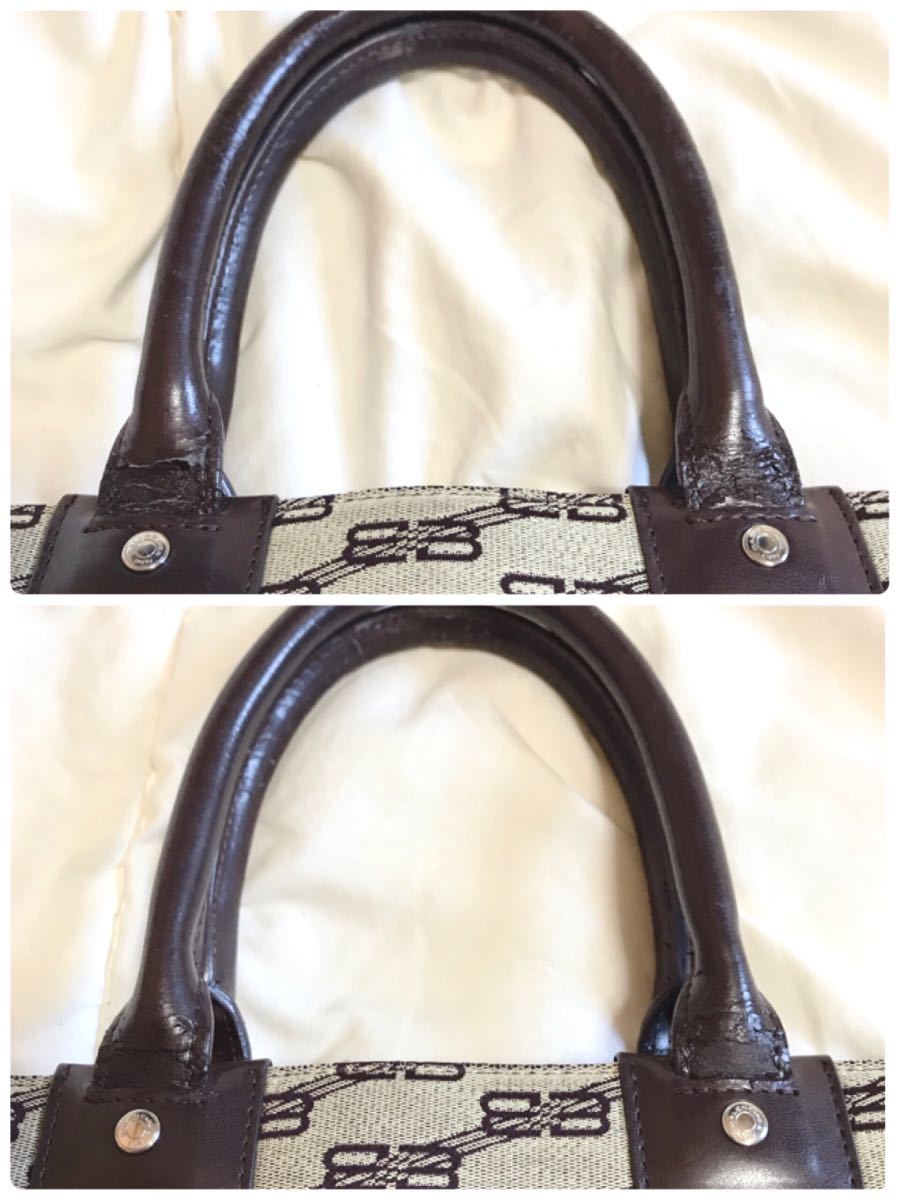 【最高級 希少】バレンシアガ ミニ トートバッグ BB ロゴ レザー 本革 茶色 BALENCIAGA 総柄