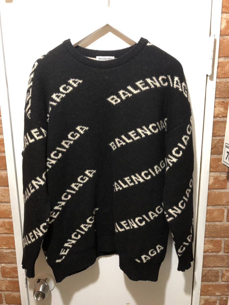 正規品 BALENCIAGA バレンシアガ Logo-Intarsia Knitted Sweater ロゴ