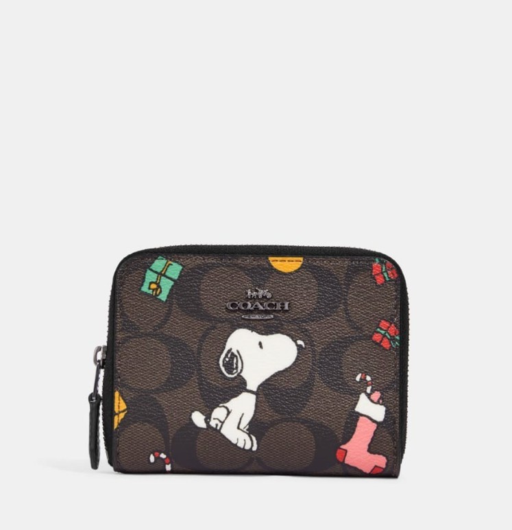 【CoachXPeanuts】コラボ スヌーピー ミニ財布 クリスマス 小銭入れ ファスナー ミニ財布