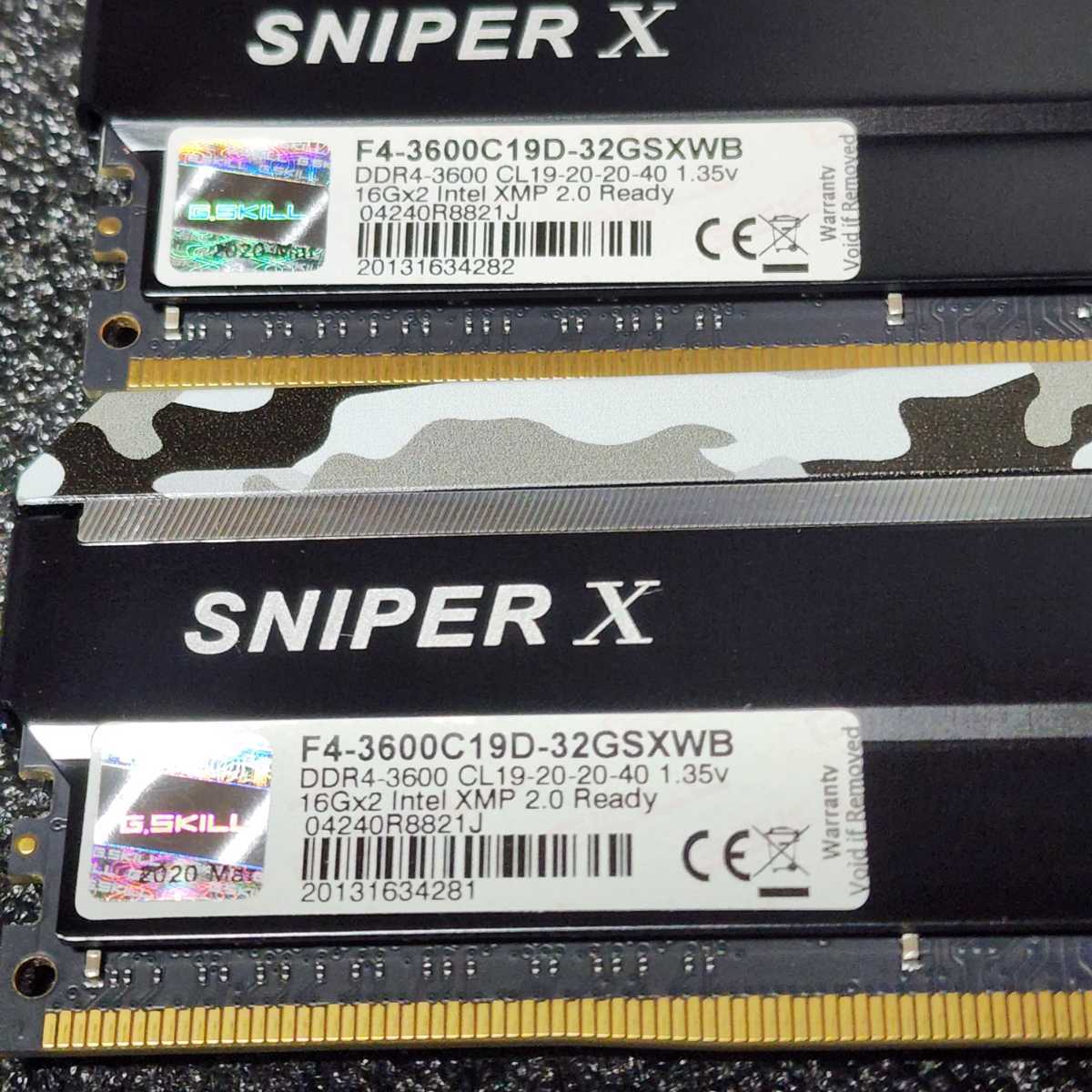 G.SKILL SNIPER X DDR4-3600MHz 32GB (16GB×2枚キット) F4-3600C19D-32GSXWB 動作確認済み  デスクトップ用 PCメモリ