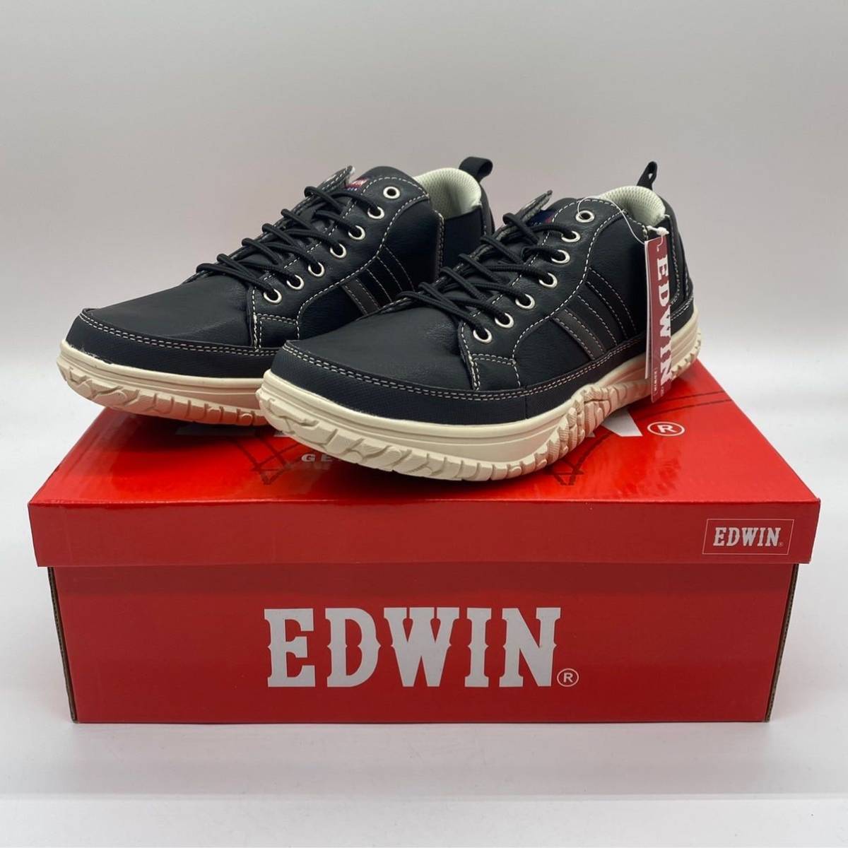 [25cm] новый товар EDWIN BLACK Edwin мужской спортивные туфли low cut черный (EDM-339) 4067