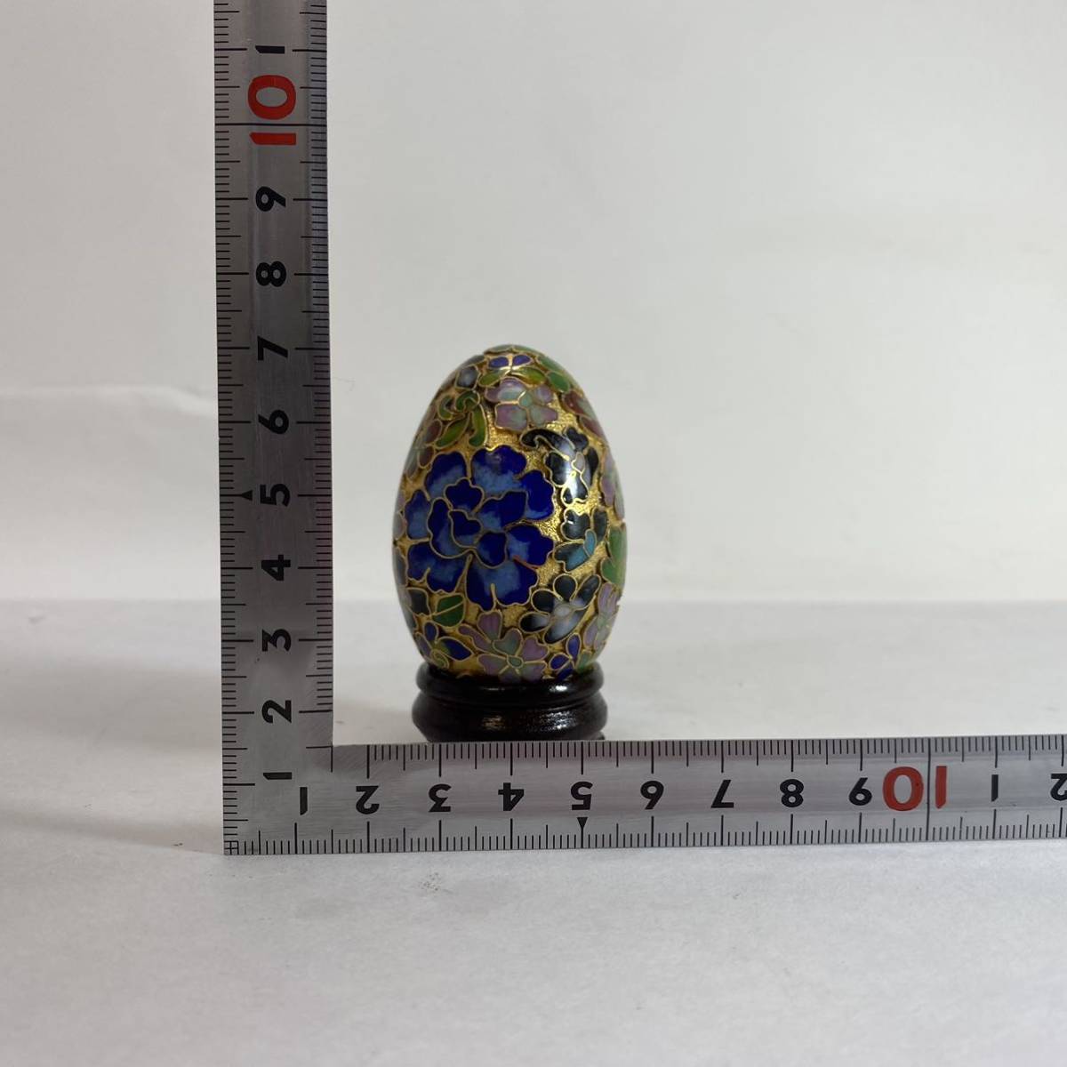 中国美術 七宝 置物 卵型 金色 多彩色 飾り インテリア_画像6