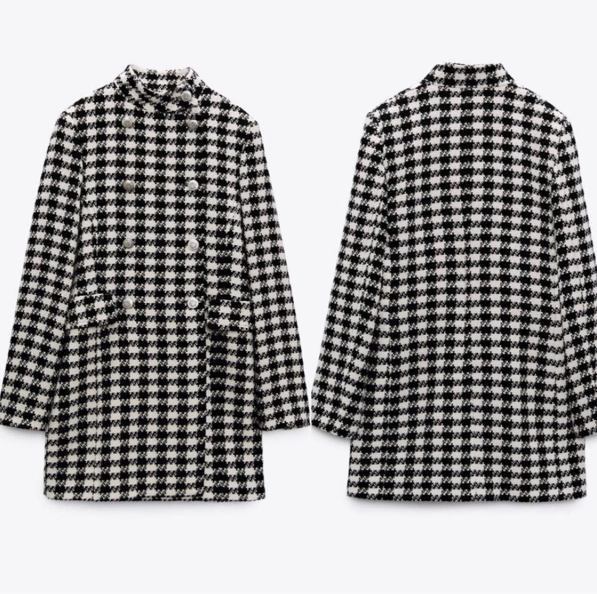 千鳥格子柄 コート Zara Sサイズですが M〜Lサイズで着れました 千鳥格子柄 コート Zara Sサイズですが M〜Lサイズで着れました