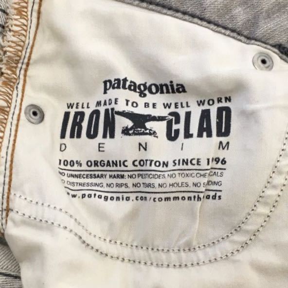 patagonia パタゴニア IRON CLAD DENIM ストレッチ デニムパンツ グレー メンズ 27サイズ アウトドア レトロ 古着 の画像8