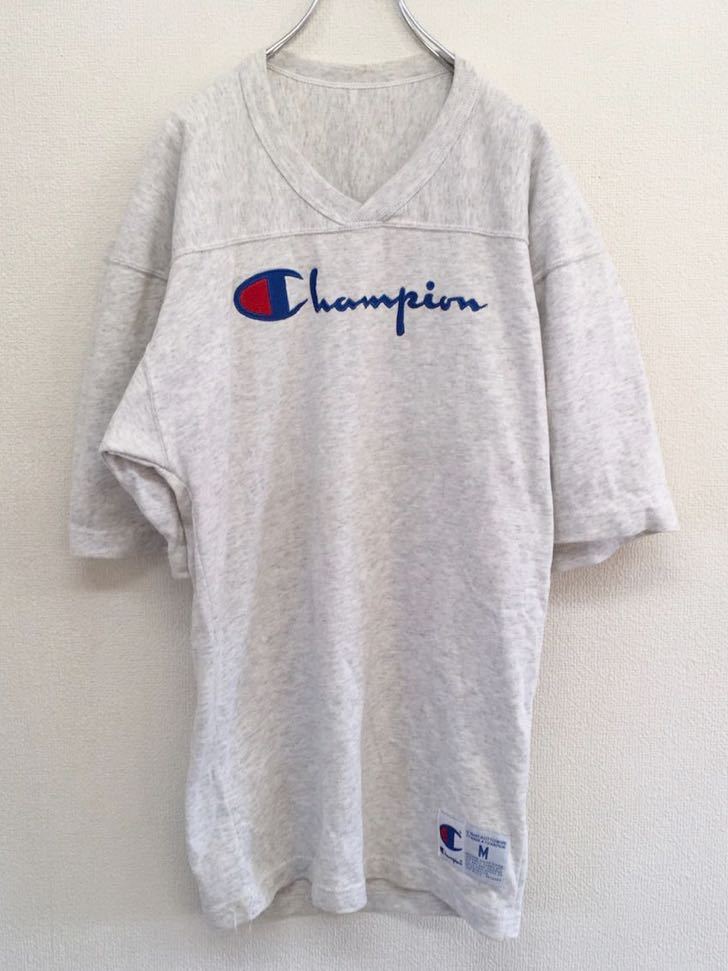 美品 USA製 アメリカ製 Champion チャンピオン ワイドフィット 半袖スウェットシャツ 刺繍ビッグロゴ メンズ US規格 Mサイズの画像1