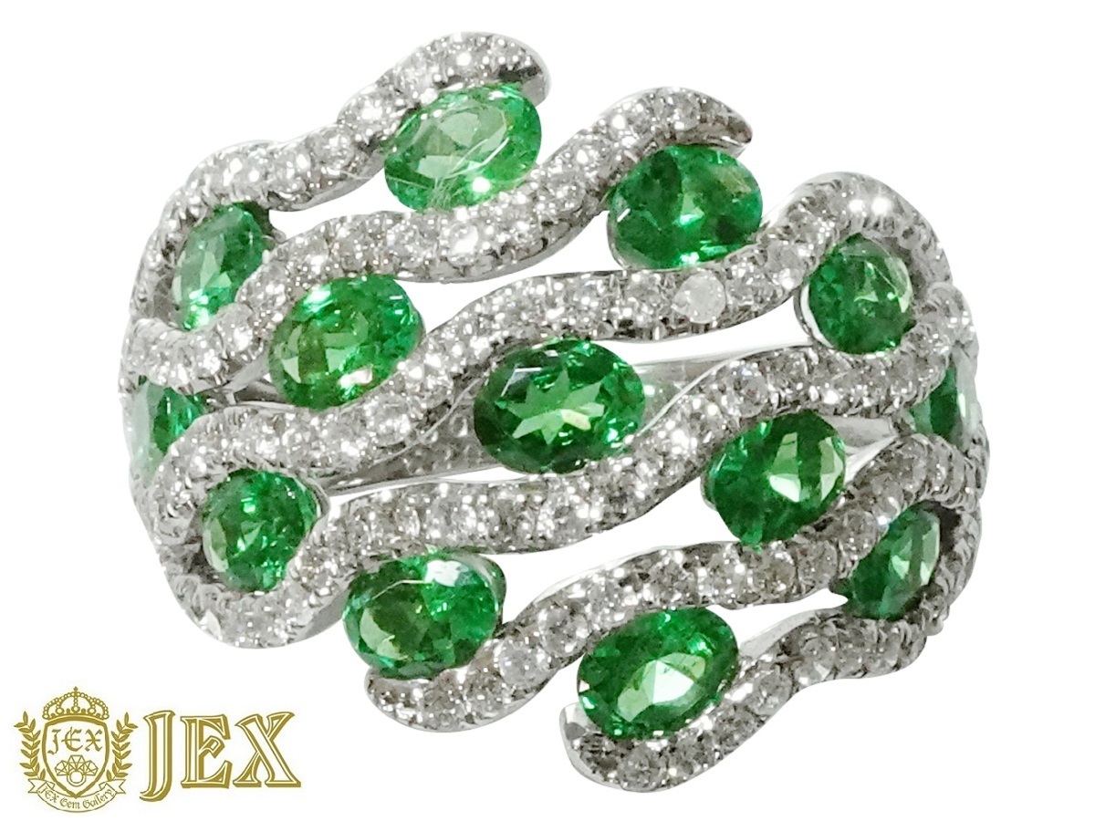 Green Grossularite Garnet K18WGグリーングロッシュラーライト