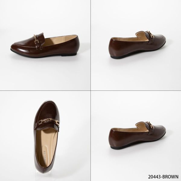 B товар женский Flat туфли-лодочки Brown 24.5cm low каблук раунд tuPU кожа женская обувь af_20443 ②