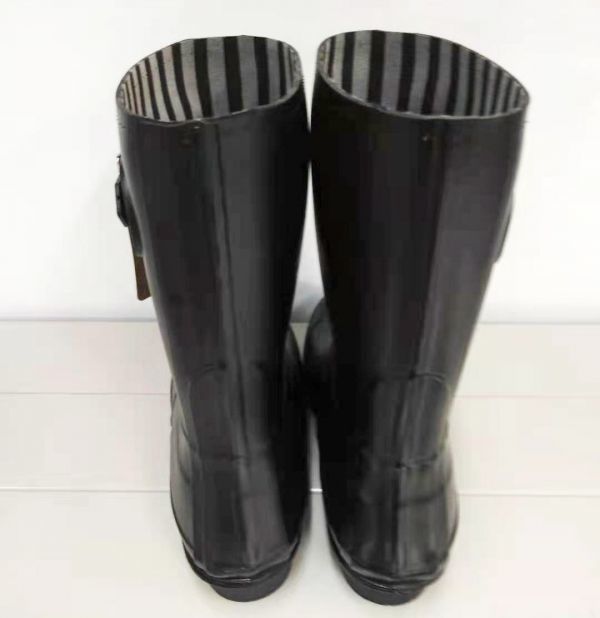 [... processing defect ]B goods lady's rain boots L size 24.0-24.5cm black middle boots boots color boots rain shoes 17602 ⑤