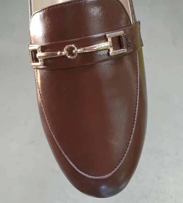 B товар женский Flat туфли-лодочки Brown 24.5cm low каблук раунд tuPU кожа женская обувь af_20443 ④