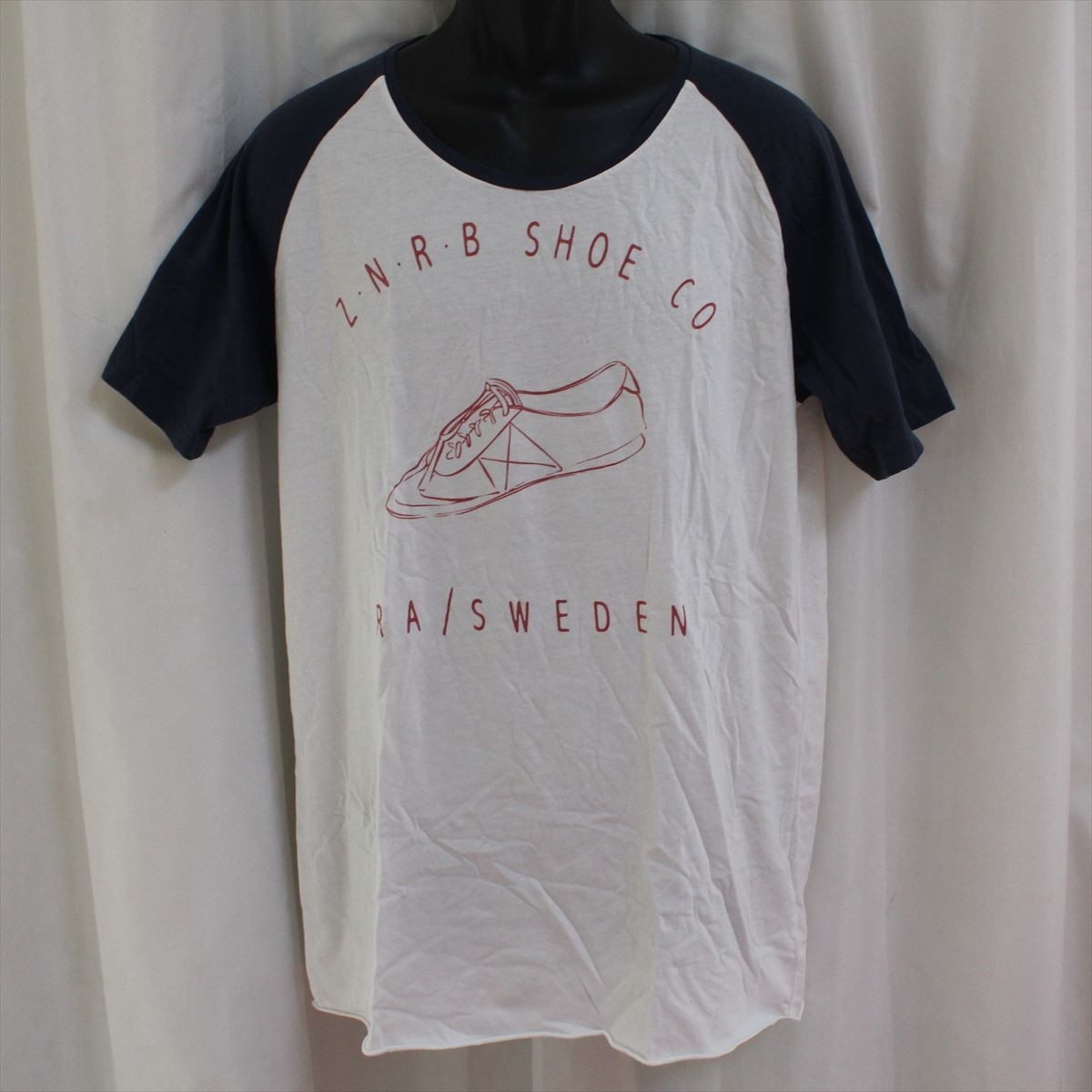 ゼインローブ ZANEROBE メンズ半袖ラグランTシャツ Lサイズ 261 SOS 新品 ホワイトｘネイビー_画像1