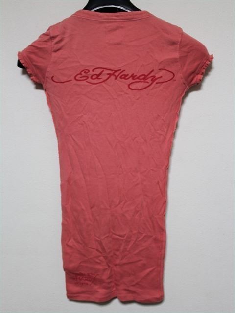 エドハーディー ed hardy レディース半袖チュニックTシャツ ピンクSサイズ WTS029 新品_画像4
